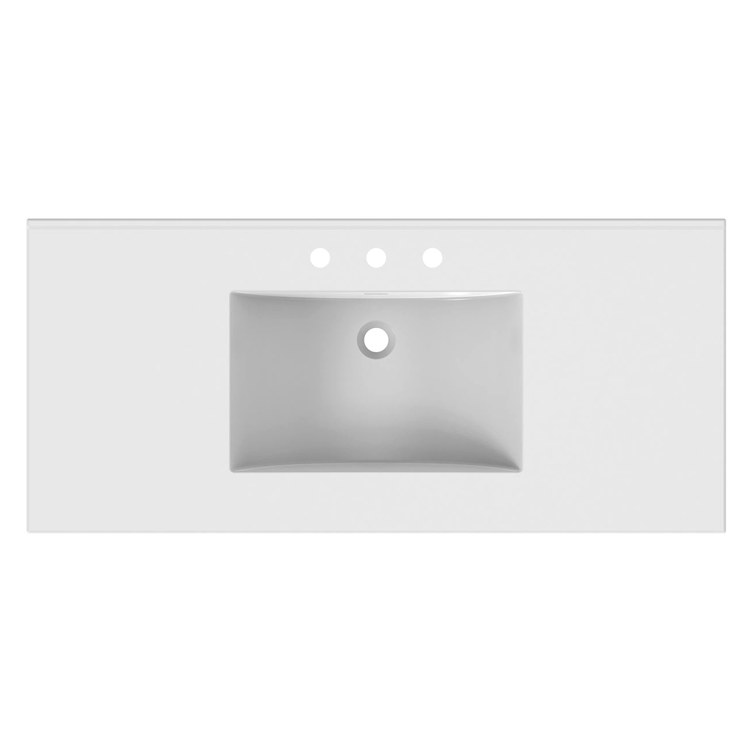 Vanity Top Ceramic Top Centerset 49 x 22 Inch White 8 Inch Spread Ceramic 3 Hole 3 Centimeter - Frankwebs