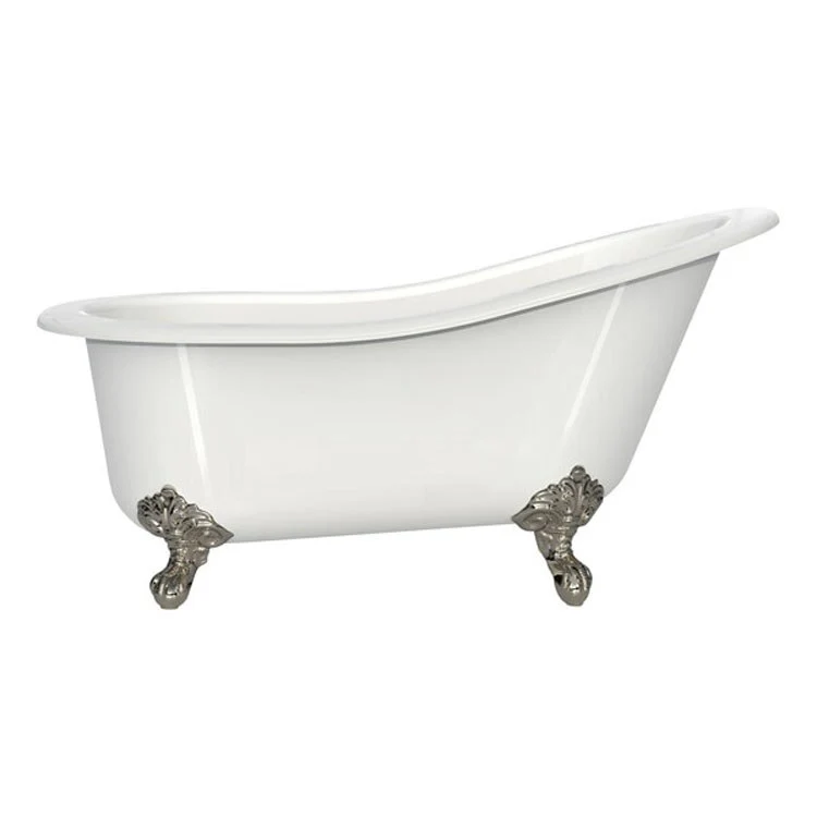 Freestanding Tub Shropshire 61 x 30 Inch Overflow Rear Drain Standard White Gloss/Brushed Nickel Curved - Frankwebs