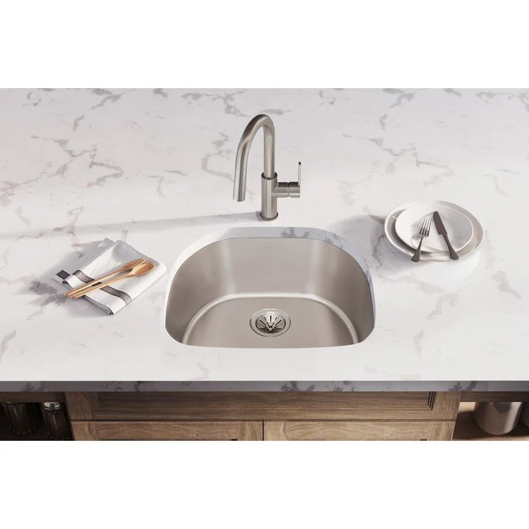 Kitchen Sink Lustertone Iconix 23.625 x 21.25 Inch Single Bowl Luminous Satin Undermount Drain Location Rear Center - Frankwebs