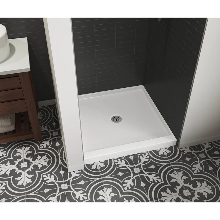 Shower Base Icon Alcove White 36 x 36 Inch AcrylX Center Drain Textured Floor - Frankwebs