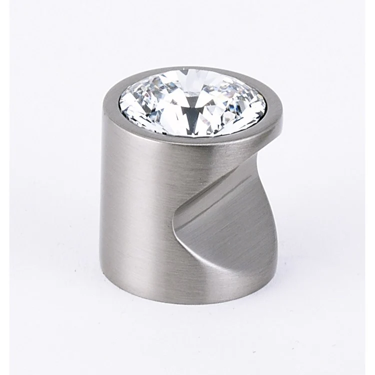 Knob Contemporary 2 Crystal Round Crystal Satin Nickel Brass 1 Inch 1 Inch 1-1/8 Inch - Frankwebs