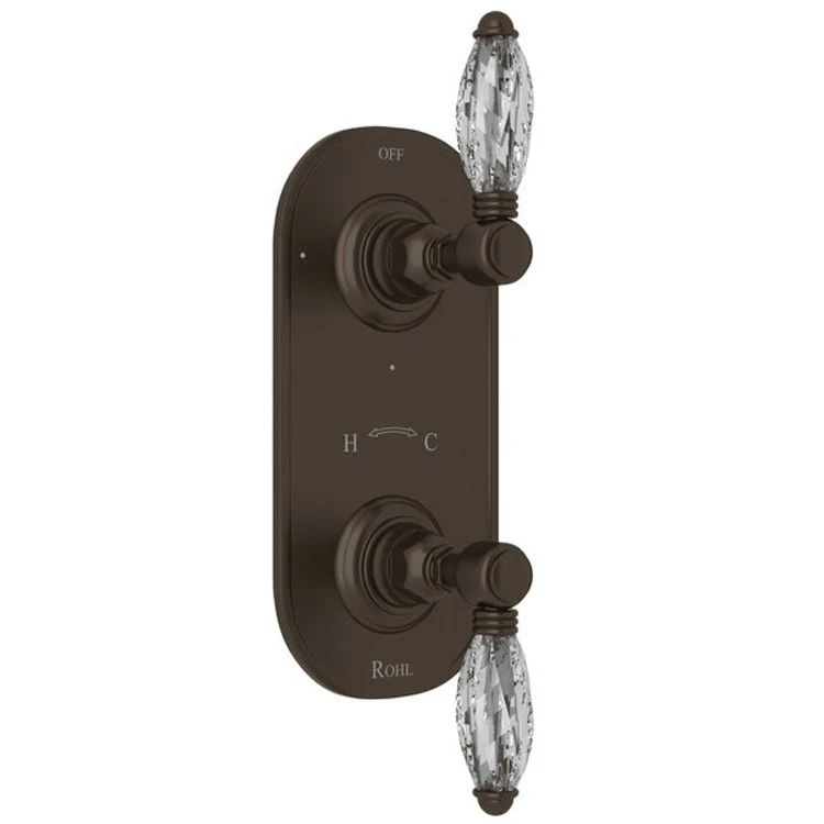Thermostatic Trim 1/2 Inch with Diverter 2 Crystal Lever Satin Nickel 6.7 Gallons per Minute Brass - Frankwebs