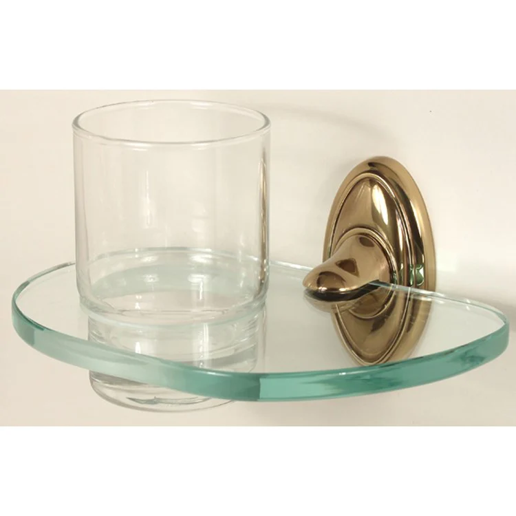 Tumbler Holder Classic Traditional Bath Polished Brass Includes Tumbler Wall Mount Brass/Glass 5-1/8 x 6-5/8 Inch - Frankwebs