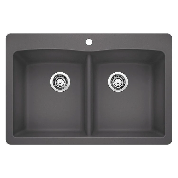 Kitchen Sink Diamond 33 x 22 Inch Double Bowl Equal Double 1 Hole Coal Black Drop-In/Undermount - Frankwebs