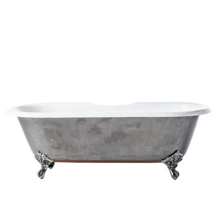 Freestanding Tub Doyle 67 Inch Double Roll Top Oval Polished Cast Iron/Polished Cast Iron Imperial Feet No Faucet Holes - Frankwebs