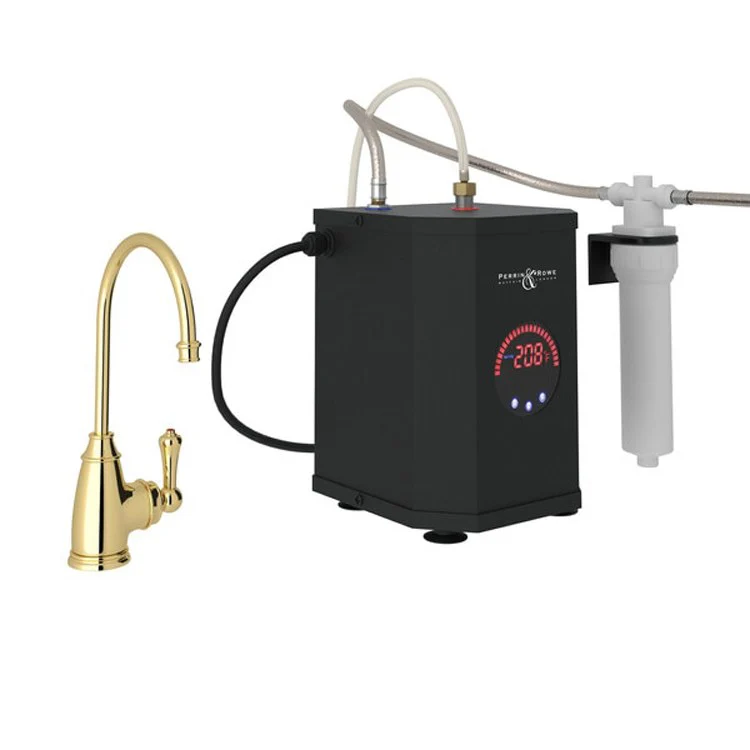 Hot Water Dispenser ROHL San Julio with Filter Kit 1 Lever C-Spout Unlacquered Brass Italian Kitchen with Tank Filter - Frankwebs