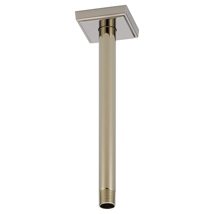 Shower Arm Universal Showering with Square Flange Brilliance Luxe Gold 10 Inch 1/2