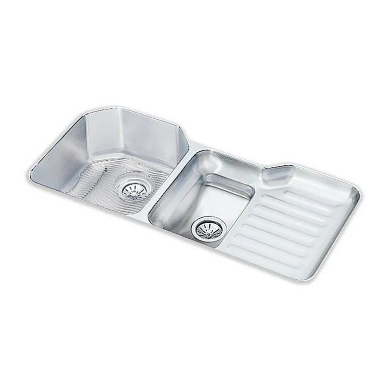 Sink Kit Lustertone Classic 40/60 41.5 x 20.5 Inch Double Bowl Lustrous Satin One LKWOBG1618SS Bottom Grid One LK99 Drain - Frankwebs