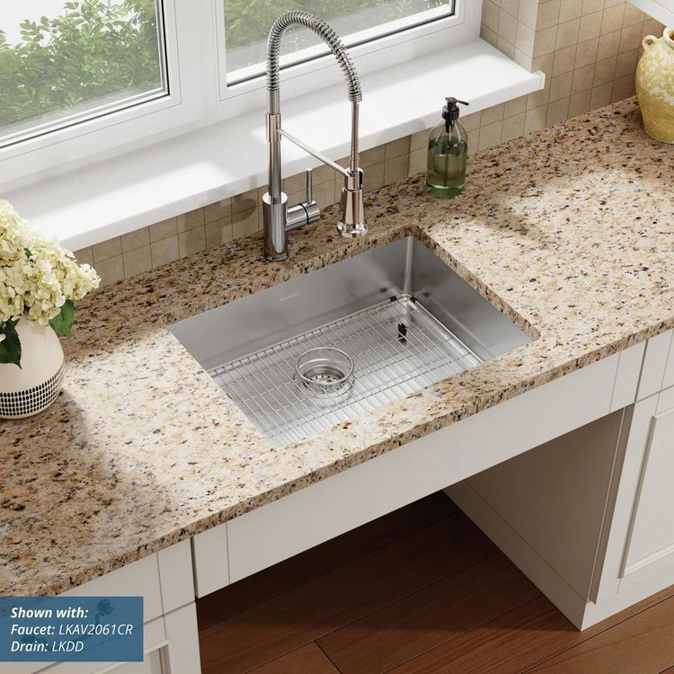 Kitchen Sink Crosstown 25 x 22 Inch Single Bowl ADA Polished Satin Drop-In Undermount Rectangle Drain Location Rear Center Depth 6 Inch Sound Guard - Frankwebs