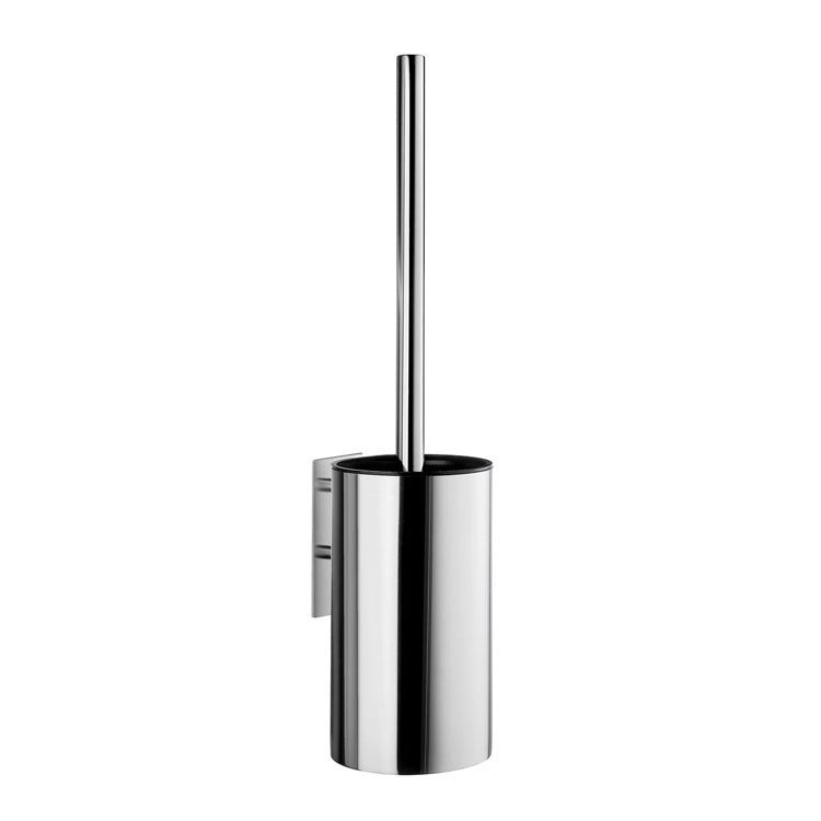 Toilet Brush Round Self Adhesive Wall Mount Polished Stainless Steel 5 x 5 x 15 Inch - Frankwebs