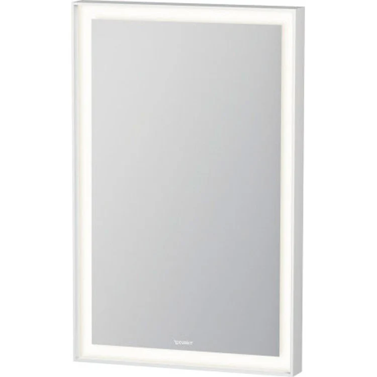 Mirror L-Cube 27-1/2 x 17-3/4 Inch White Aluminum with Lighting Rectangle - Frankwebs