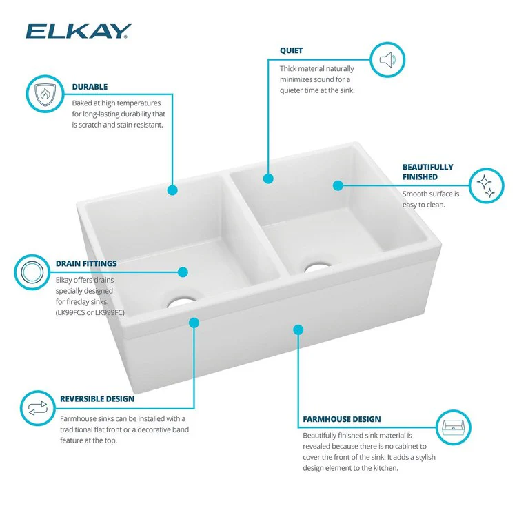 Kitchen Sink Fireclay 33 x 20 Inch Double Bowl Equal Kit Apron Front White Farmhouse Drain Location Center - Frankwebs