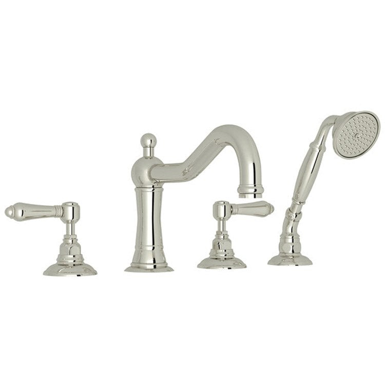 Tub Filler Acqui Deck Mount with Handshower 2 Metal Lever Fixed Spout Tuscan Brass - Frankwebs