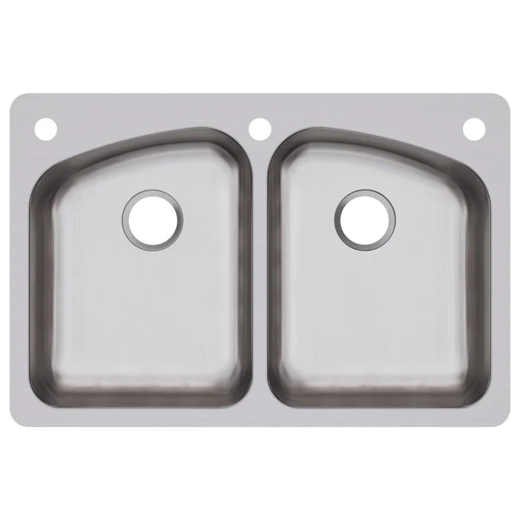 Kitchen Sink Dayton 33 x 22 Inch Double Bowl Equal 3 Hole Premium Highlighted Satin Drop-In/Undermount - Frankwebs
