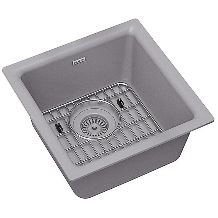 Kitchen Sink Quartz Classic 15.75 x 15.75 Inch Single Bowl Bar Kit Greystone Drop-In Undermount - Frankwebs