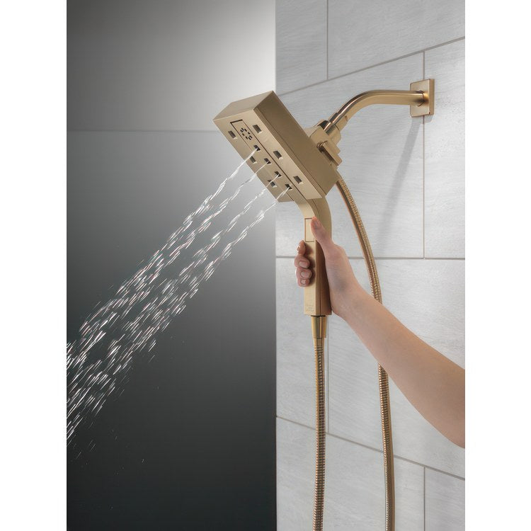 Handshower Combination In2ition Universal Showering Components H2Okinetic 2-In-1 Lumicoat Champagne Bronze WaterSense 4 Function Includes 60-82 Inch Stretchable Metal Hose - Frankwebs