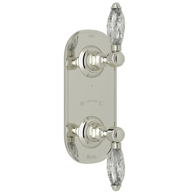 Thermostatic Trim 1/2 Inch with Diverter 2 Crystal Lever Satin Nickel 6.7 Gallons per Minute Brass - Frankwebs