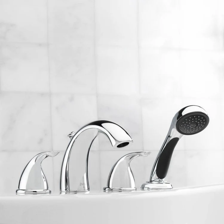 Classic Two Handle 4-Hole Roman Tub Faucet with Handshower - Frankwebs