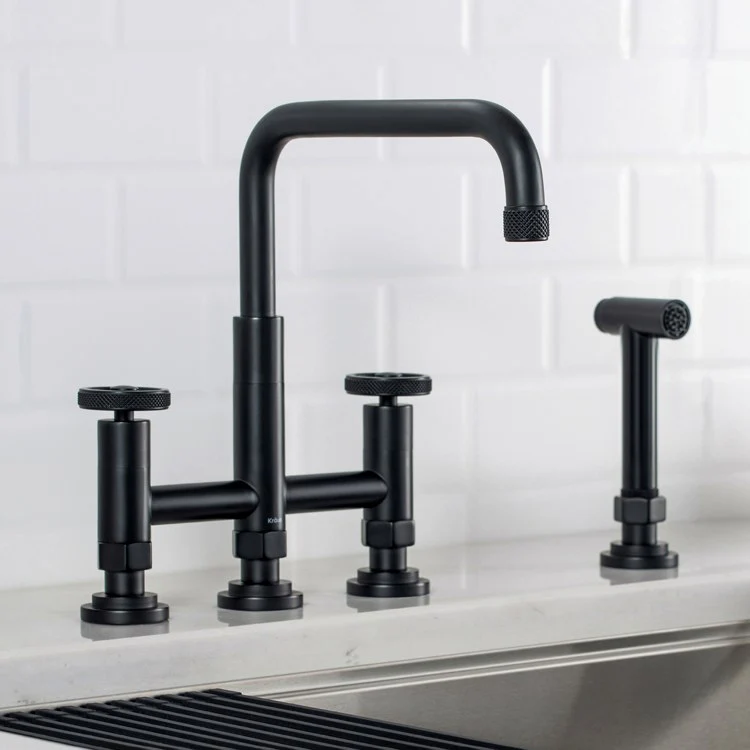 Urbix Industrial Bridge Kitchen Faucet with Side Sprayer - Frankwebs