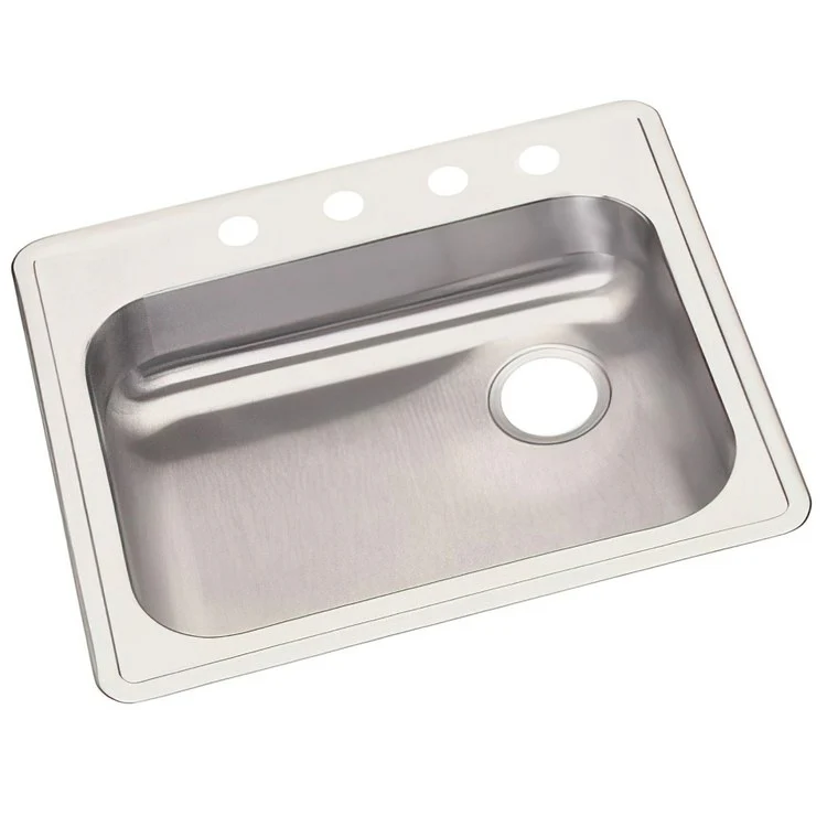Kitchen Sink Dayton 25 x 22 Inch Single Bowl 4 Hole ADA Satin Drop-In Rectangle Drain Location Rear Right Depth 5-3/8 Inch Bottom Only Pads - Frankwebs