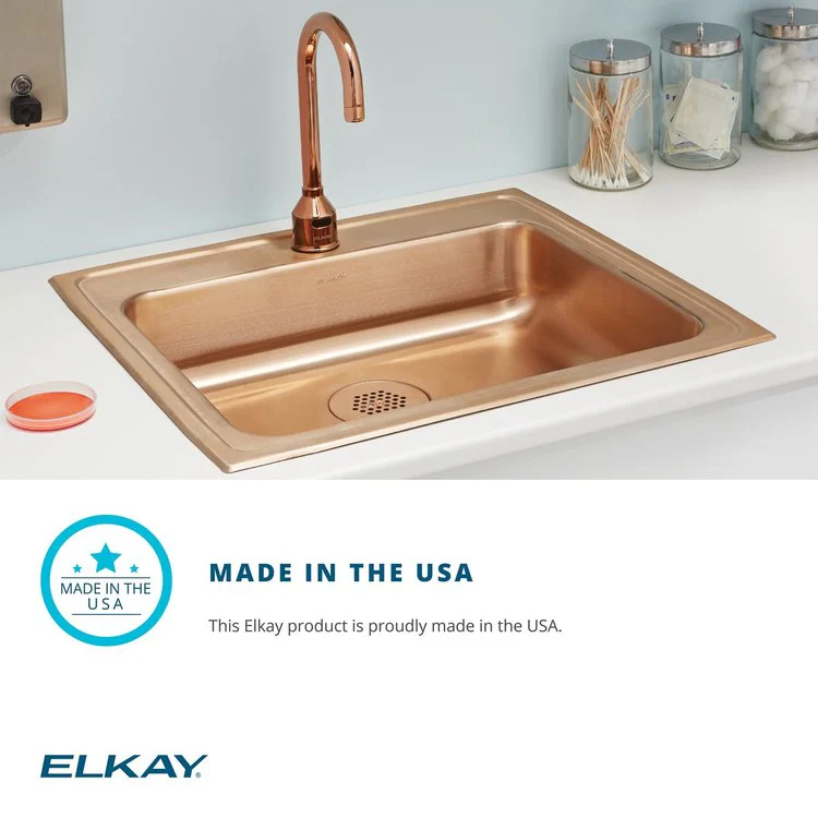 Kitchen Sink 19 x 18 Inch Single Bowl OS4 Hole ADA Copper Drop-In Rectangle Drain Location Rear Center Depth 4 Inch Full Spray Sides and Bottom - Frankwebs