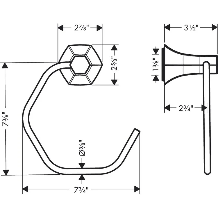 Towel Ring Locarno 7-3/4 Inch Open Polished Nickel Metal 3-1/2 Inch - Frankwebs