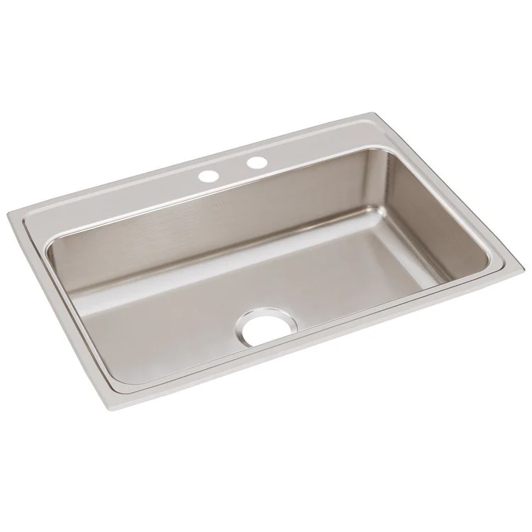 Kitchen Sink Lustertone Classic 31 x 22 Inch Single Bowl MR2 Hole Lustrous Satin Drop-In Stainless Steel Drain Location Center Bottom Only Pads - Frankwebs