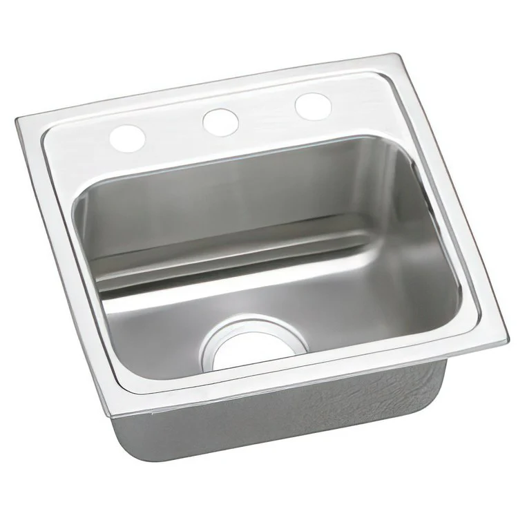Kitchen Sink Lustertone Classic 17 x 16 Inch Single Bowl ADA Lustrous Satin Drop-In Rectangle Drain Location Center Depth 5 Inch Quick Clip Mounting System Bottom Only Pads - Frankwebs