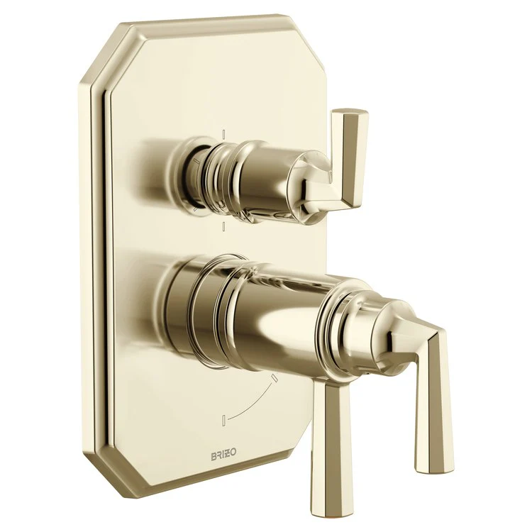 Thermostatic Valve Trim Beauclere TempAssure with Integrated 6 Function Diverter 3 Lever Brilliance Polished Nickel ADA - Frankwebs