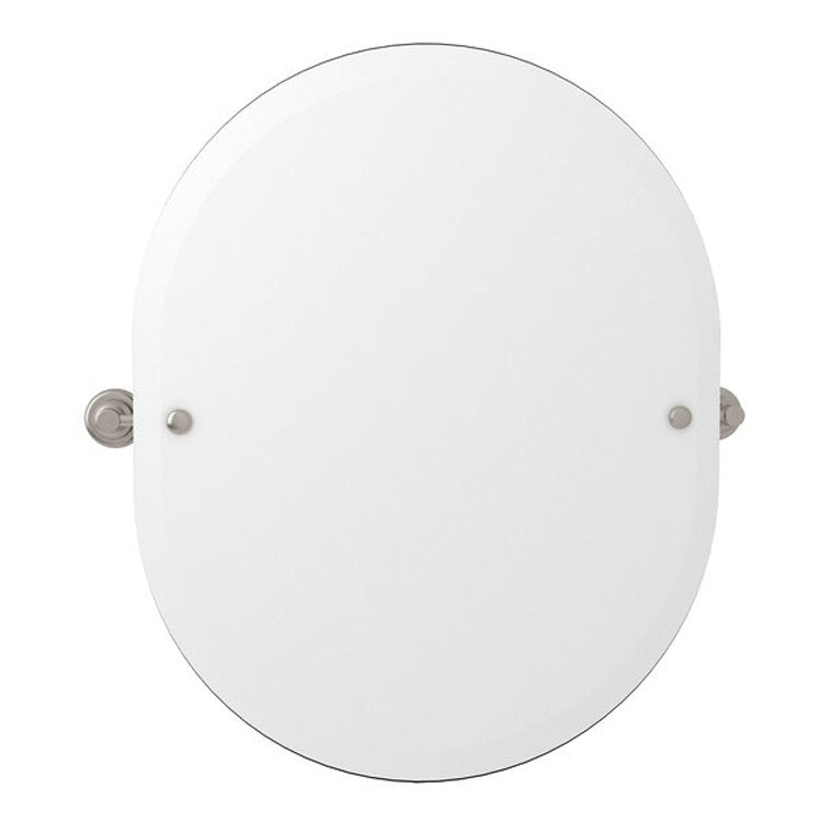 Mirror Holborn 25 Inch Satin Nickel Wall Mount Oval Beveled Edges - Frankwebs