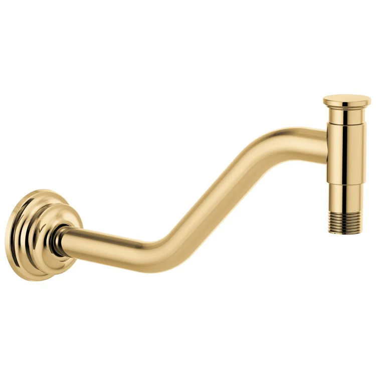 Shower Arm Invari Angled with Flange Brilliance Luxe Gold 11 Inch 1/2 Inch NPT Brass Wall Mount - Frankwebs