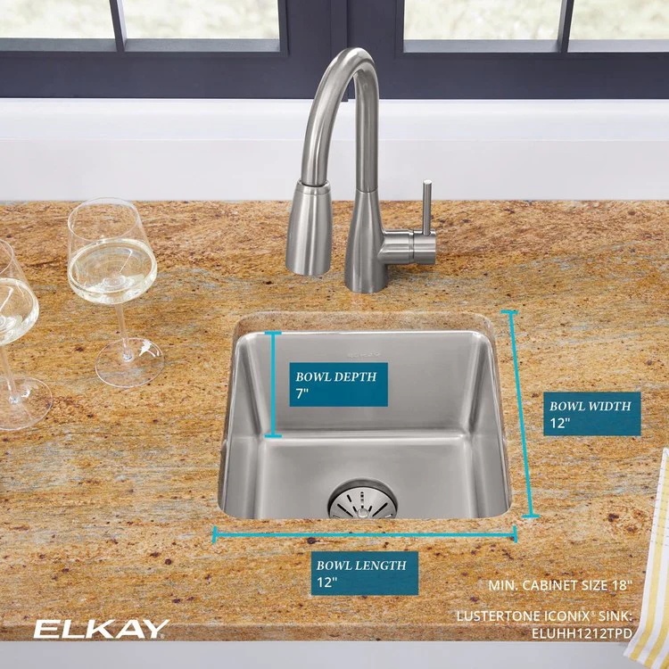 Kitchen Sink Lustertone Iconix 14.5 x 14.5 Inch Single Bowl with Perfect Drain Luminous Satin Undermount - Frankwebs