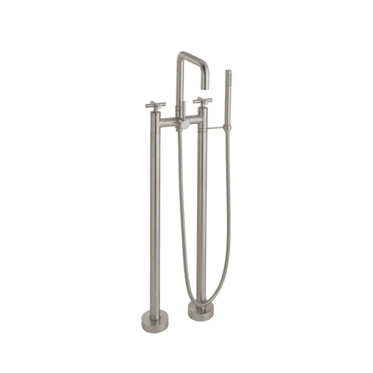 Tub Filler Bolsa Contemporary Floor Mount with Handshower 7 Inch Spread 3 Series 65 Lever ADA Polished Chrome 2 Hole - Frankwebs