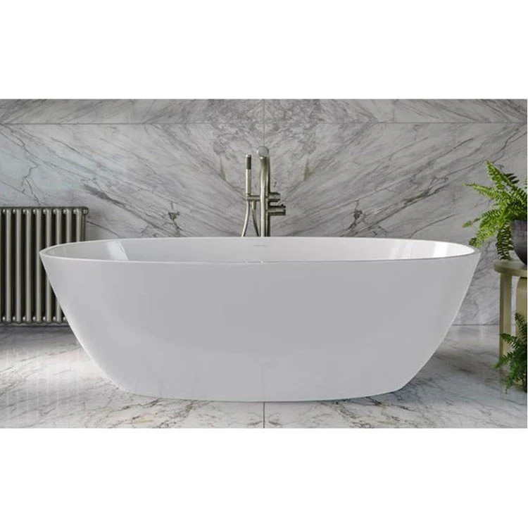 Freestanding Tub Barcelona 67 x 32 Inch Less Overflow Center Drain Standard White Matte Oval - Frankwebs