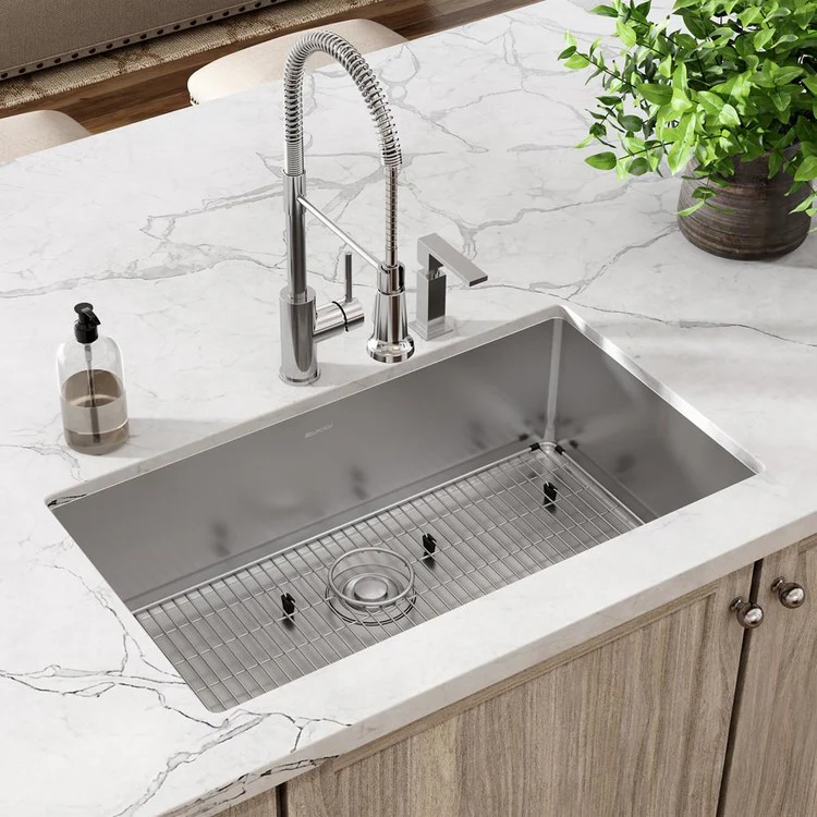 Kitchen Sink Crosstown 33 x 22 Inch Single Bowl Kit FR2 Hole Polished Satin Drop-In Undermount Stainless Steel 18 Gauge - Frankwebs