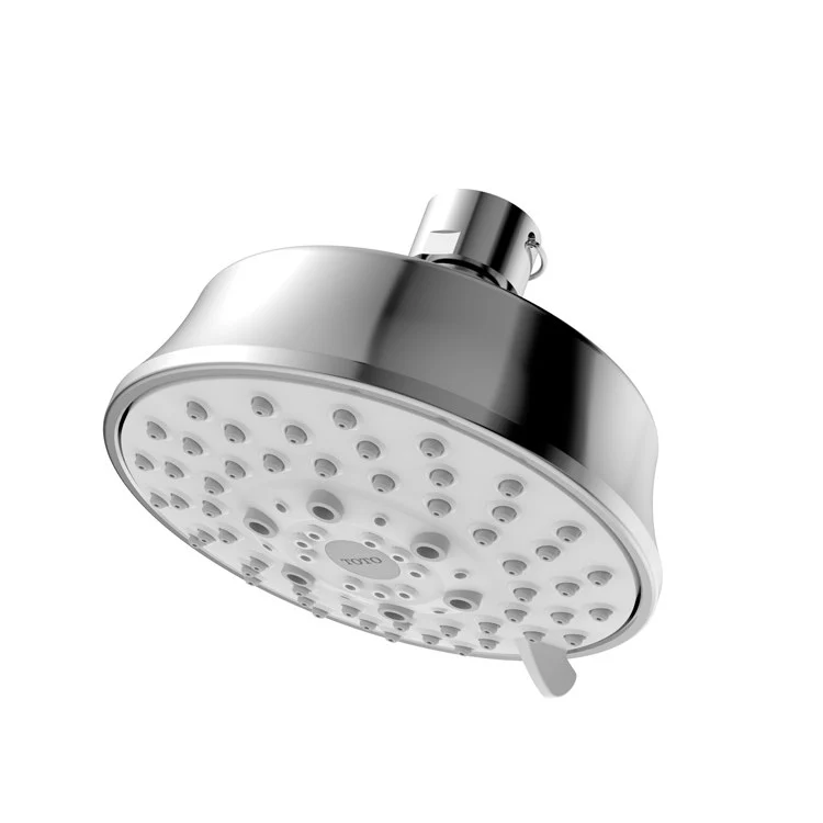 Showerhead Classic L 5 Function Round Polished Chrome 4 Inch 1.75 Gallons per Minute WaterSense Rubber Nozzles - Frankwebs