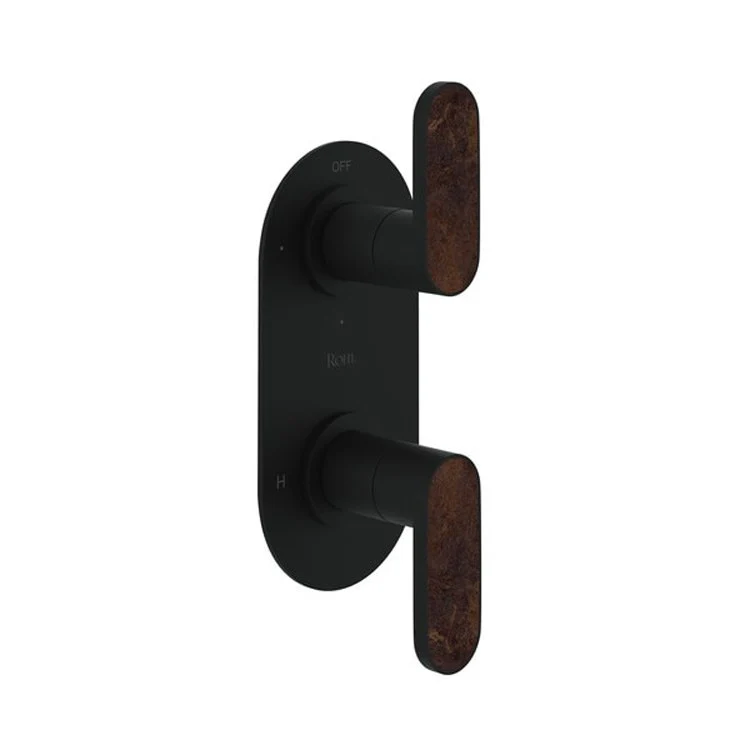 Thermostatic Trim Miscelo 1/2 Inch with Diverter Sedona Accent 2 Lever Matte Black 6.7 Gallons per Minute Brass - Frankwebs