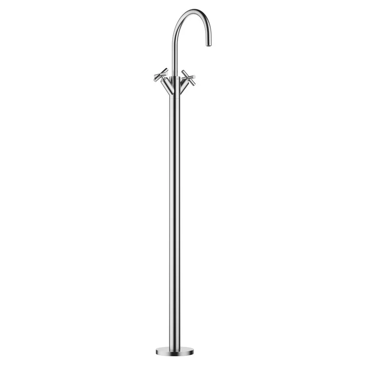 Lavatory Faucet TARA Mixer with Stand Pipe 2 Cross ADA WaterSense Brushed Chrome 1.2 Gallons per Minute Less Drain 1 Hole - Frankwebs