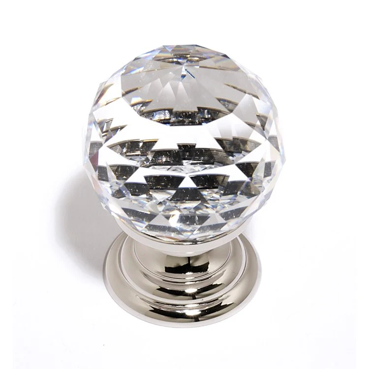 Knob Swarovski Crystal Sphere Crystal Satin Nickel Brass 1-1/4 Inch 1-3/4 Inch 15/16 Inch - Frankwebs
