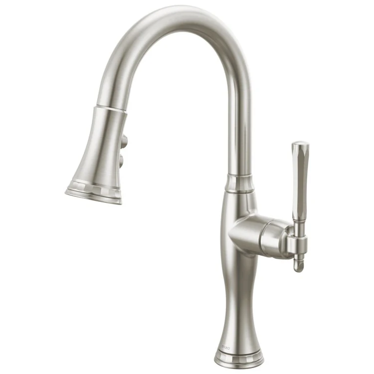Prep Faucet Tulham 1 Lever ADA Brilliance Luxe Steel Pull Down 2 Function Wand Aerated Stream/Spray 360 Degree Swivel - Frankwebs