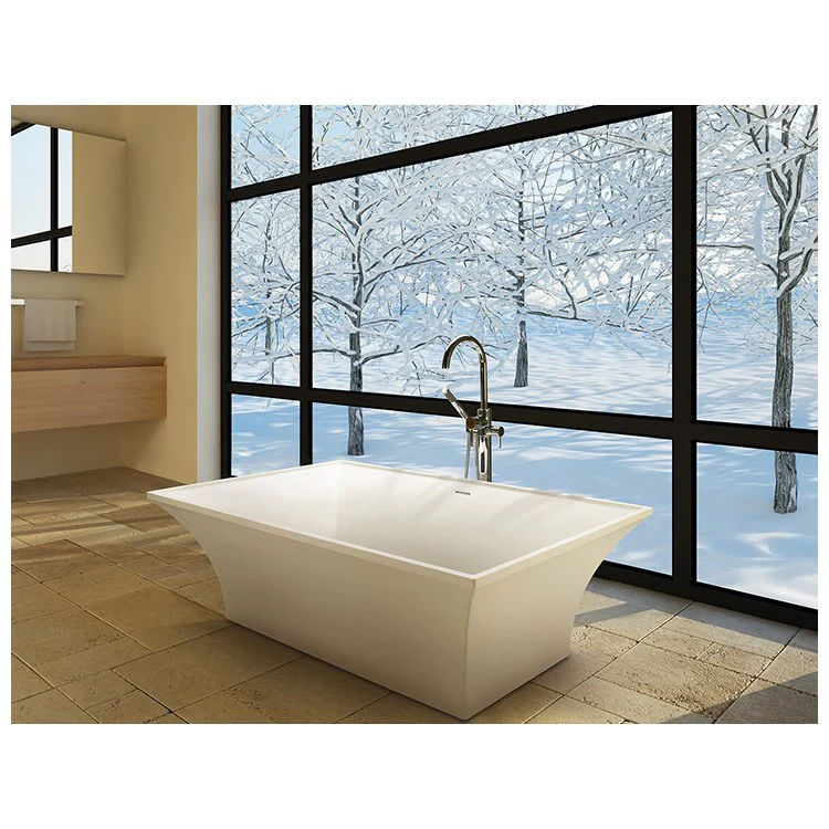 Soaking Tub Intarcia 67 x 40 Inch Freestanding Center White Matte Sculpturestone 90 Gallons 19-1/2 Inch - Frankwebs