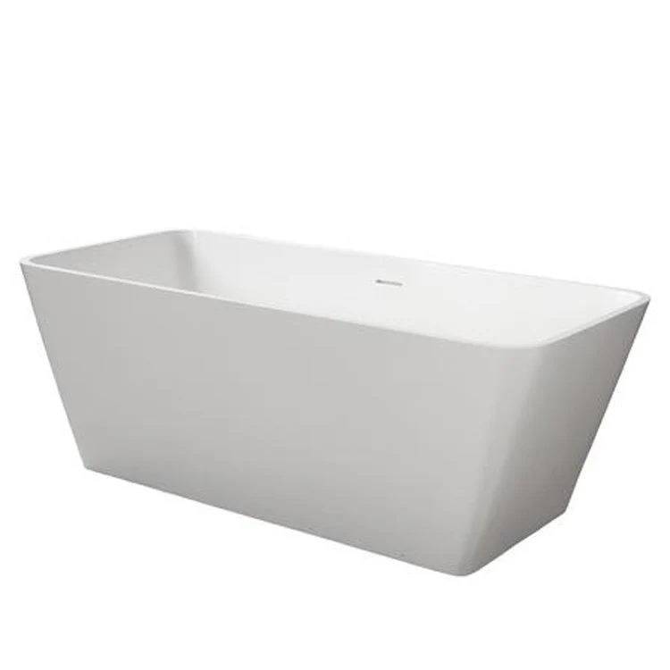 Freestanding Tub Romo 59 Inch Matte White Rectangle Resin No Faucet Holes - Frankwebs