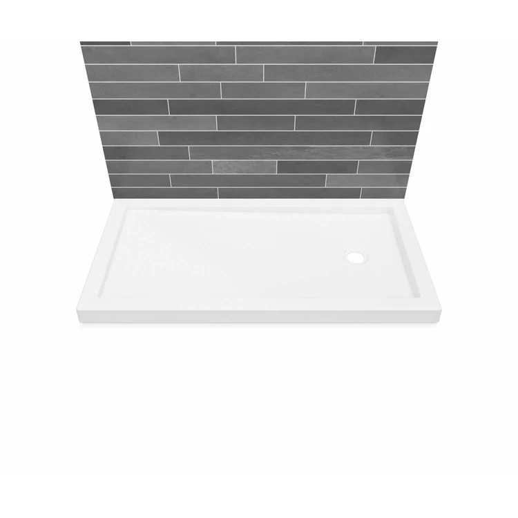 Shower Base B3 Wall Mounted Round Drain White 60 x 30 Inch Acrylic Left Hand - Frankwebs