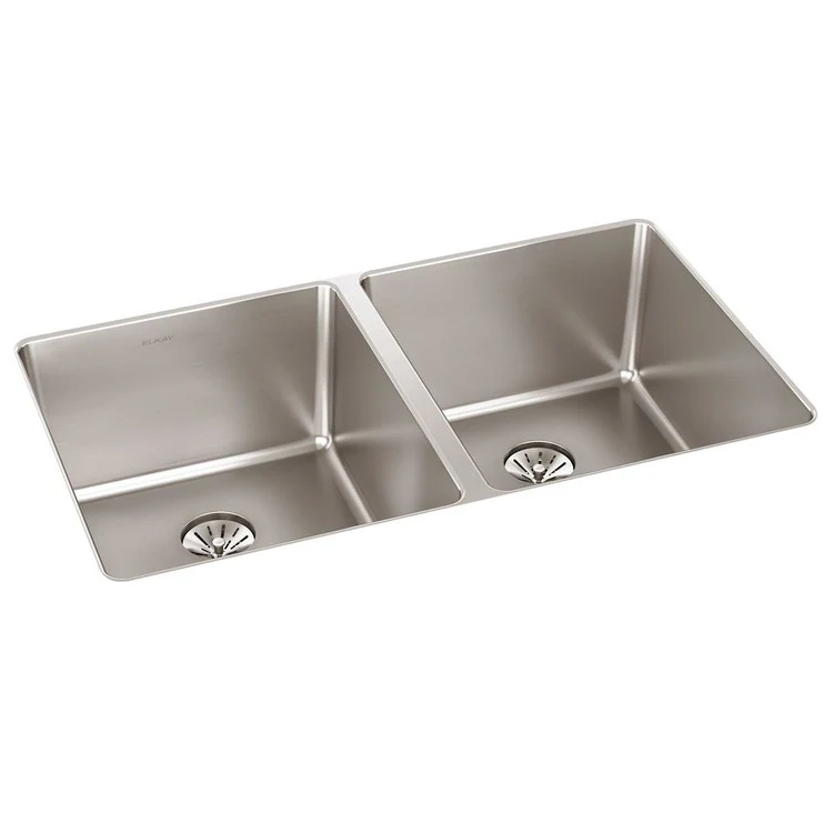 Kitchen Sink Lustertone Iconix 32.75 x 19.5 Inch Double Bowl with Perfect Drain Luminous Satin Undermount - Frankwebs