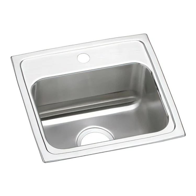 Kitchen Sink Lustertone Classic 17 x 16 Inch Single Bowl 1 Hole ADA Lustrous Satin Drop-In Rectangle Drain Location Center Depth 4 Inch Bottom Only Pads - Frankwebs