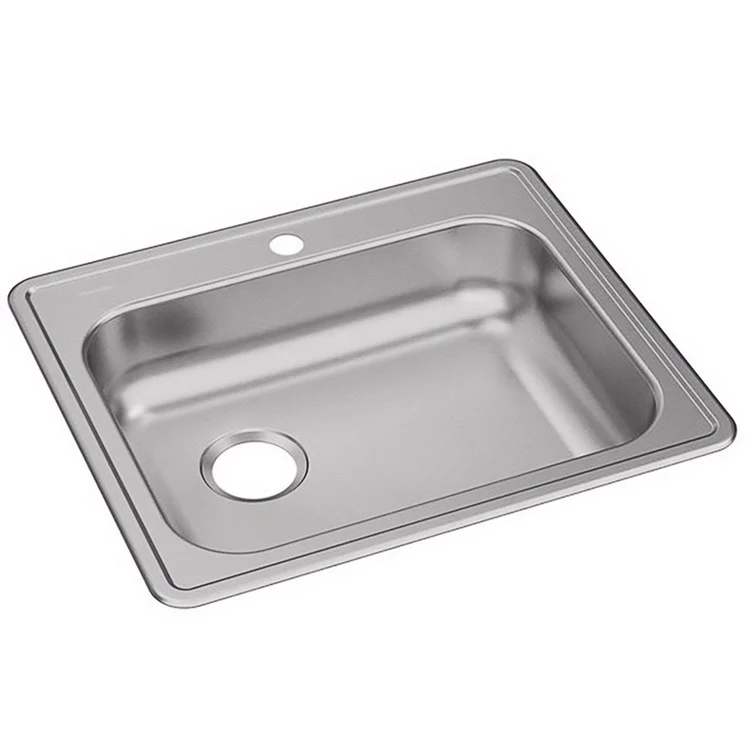 Kitchen Sink Dayton 25 x 21.25 Inch Single Bowl 1 Hole ADA Satin Drop-In Rectangle Drain Location Rear Left Depth 5-3/8 Inch Bottom Only Pads - Frankwebs