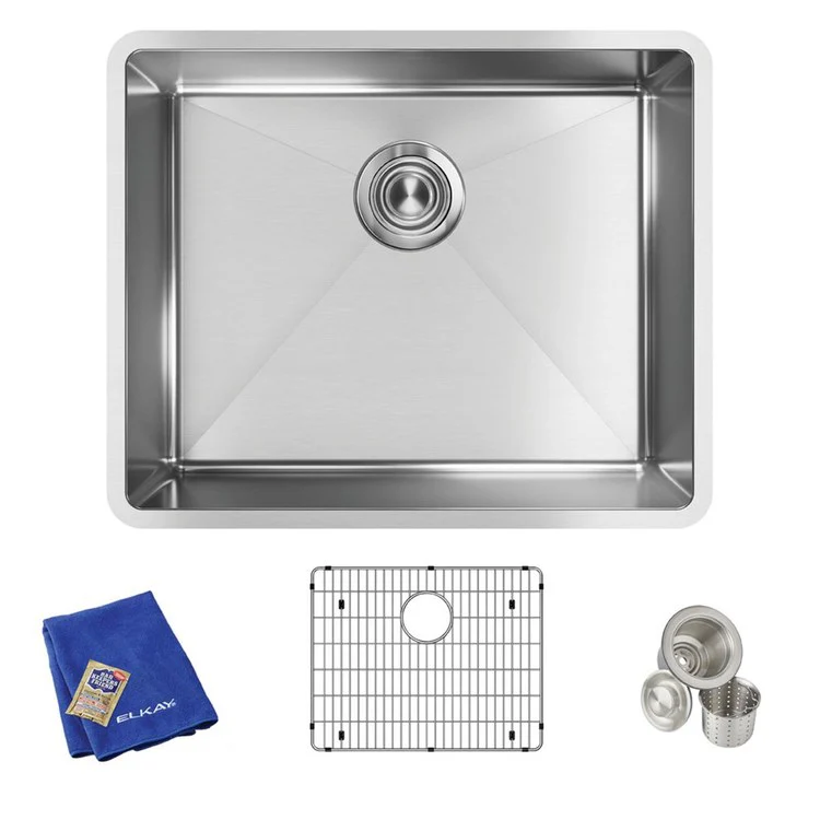 Kitchen Sink Crosstown 22.5 x 18.5 Inch Single Bowl Kit Polished Satin Undermount - Frankwebs