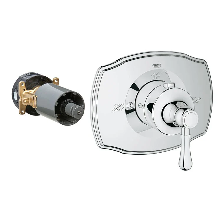 GrohTherm 2000 Authentic Custom Thermostatic Shower Valve Trim with Control Module/Lever Handle - Frankwebs