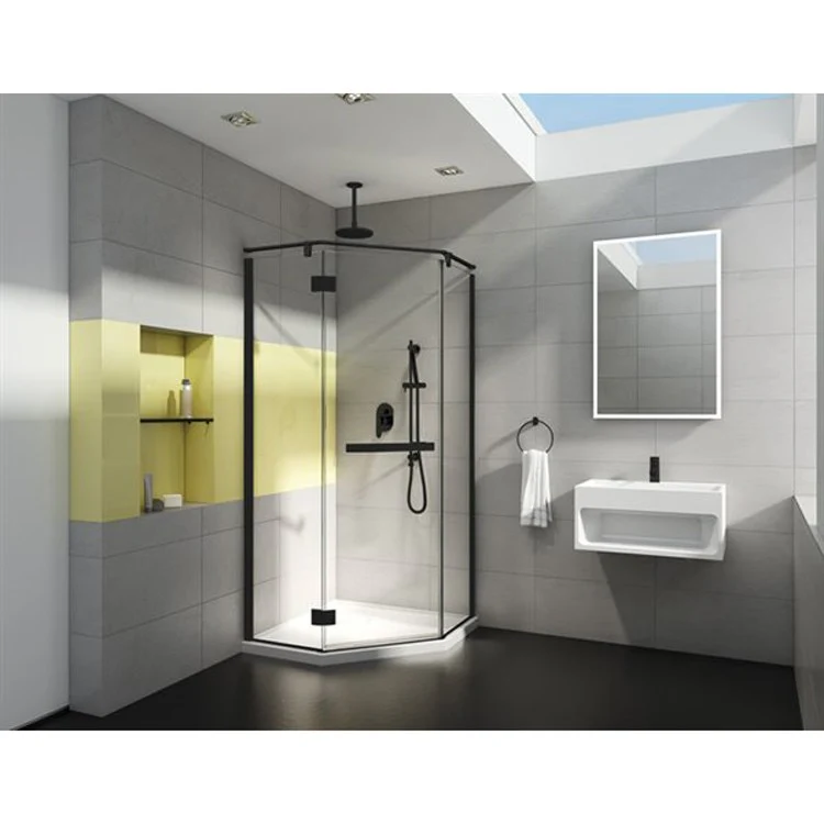 Shower Door Pura Neo-Angle 36 x 78 Inch Matte Black Clear 1/4 Inch - Frankwebs