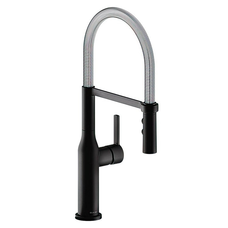Kitchen Faucet Avado Deck Mount 1 Forward Only Lever ADA Black Stainless/Chrome Semi-Pro 1 Hole Spout Height 20-1/16 Inch - Frankwebs